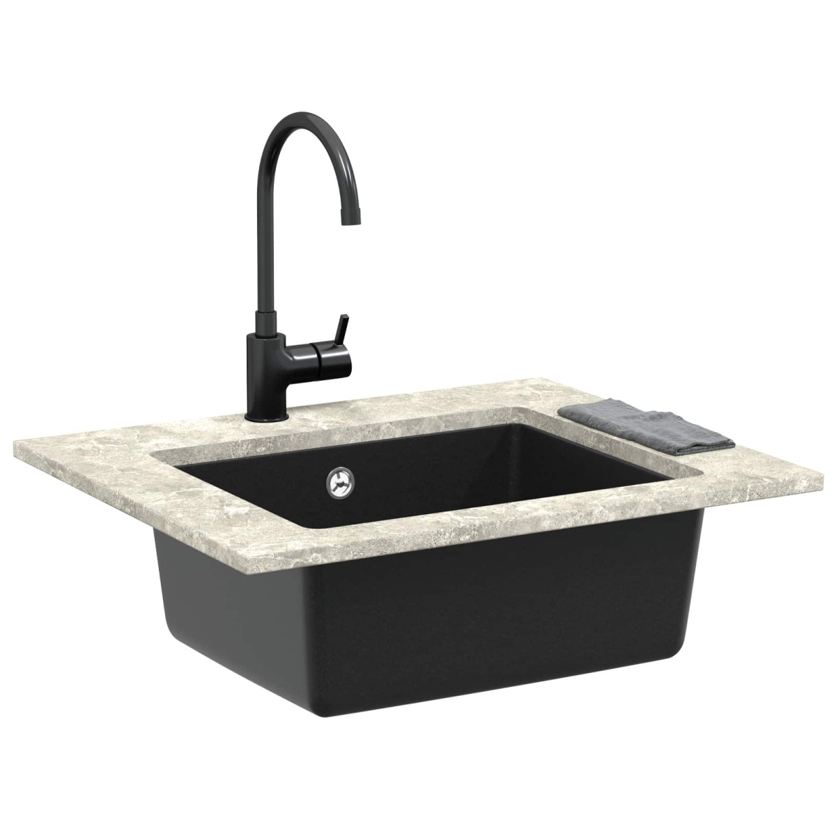 vidaXL Σιντρινο 80% Χαλαζίας και 20% Ρητίνη 530 x 460 mm Μαύρο