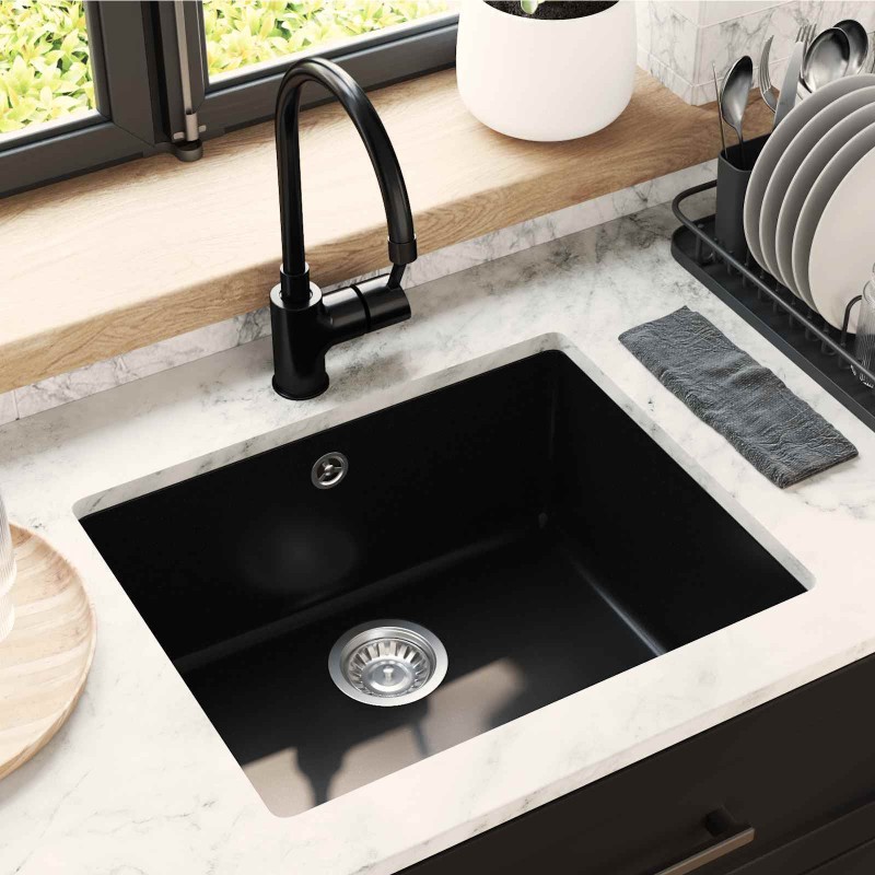 vidaXL Σιντρινο 80% Χαλαζίας και 20% Ρητίνη 530 x 460 mm Μαύρο