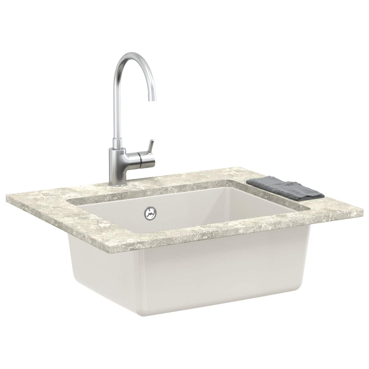 vidaXL Σιντρινο 80% Χαλαζίας και 20% Ρητίνη 530 x 460 mm Λευκό