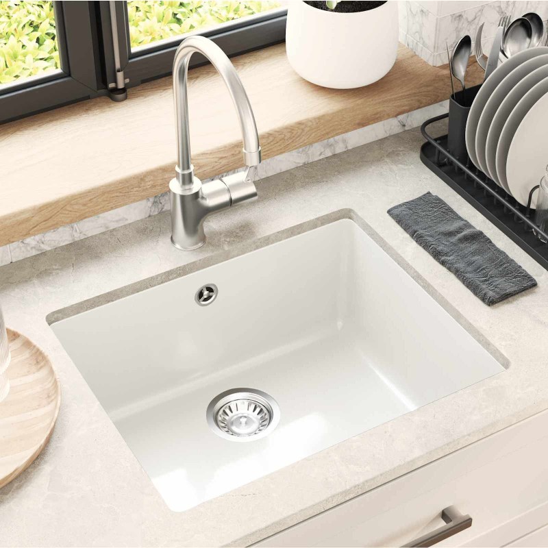 vidaXL Σιντρινο 80% Χαλαζίας και 20% Ρητίνη 530 x 460 mm Λευκό