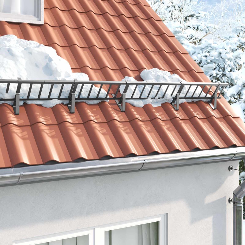 vidaXL Φρουρός χιονιού οροφής Ανθρακί 1200 x 2,5 x 20 εκ Ατσάλι