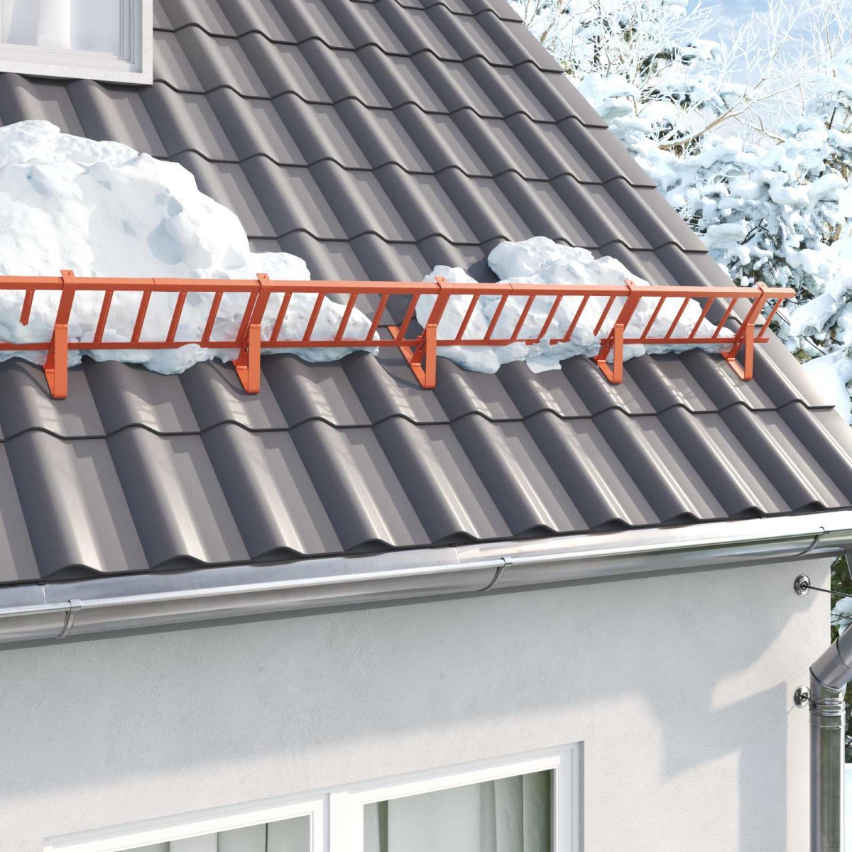 vidaXL Υποστήριξη Φράχτη Χιονιού Κόκκινο 29,5 x 3 x 34,5 εκ Ατσάλι