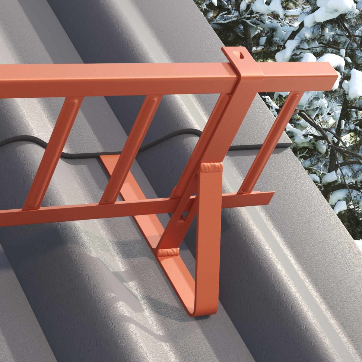 vidaXL Φρουρός χιονιού οροφής Κόκκινο 300 x 29,5 x 34,5 εκ. Ατσάλι