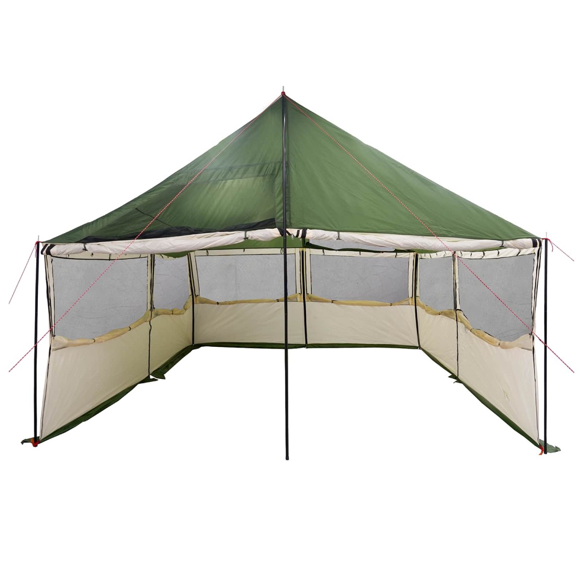 vidaXL Οικογενειακή Σκηνή με στέγη Πράσινο 450 x 400 x 265 εκ