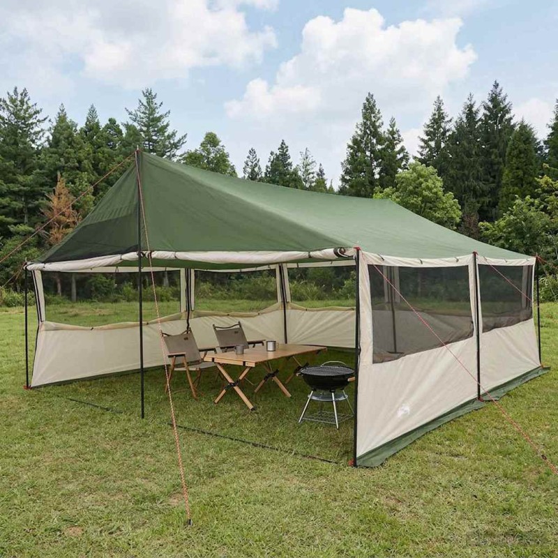 vidaXL Οικογενειακή Σκηνή με στέγη Πράσινο 600 x 400 x 268 εκ.