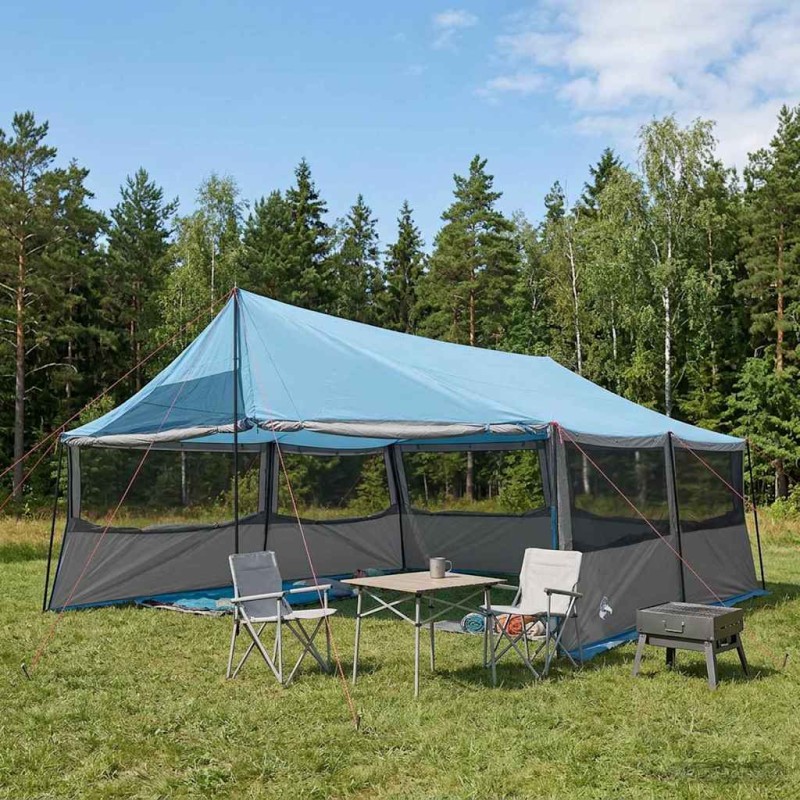 vidaXL Οικογενειακή Σκηνή με στέγη Μπλε 600 x 400 x 268 εκ.
