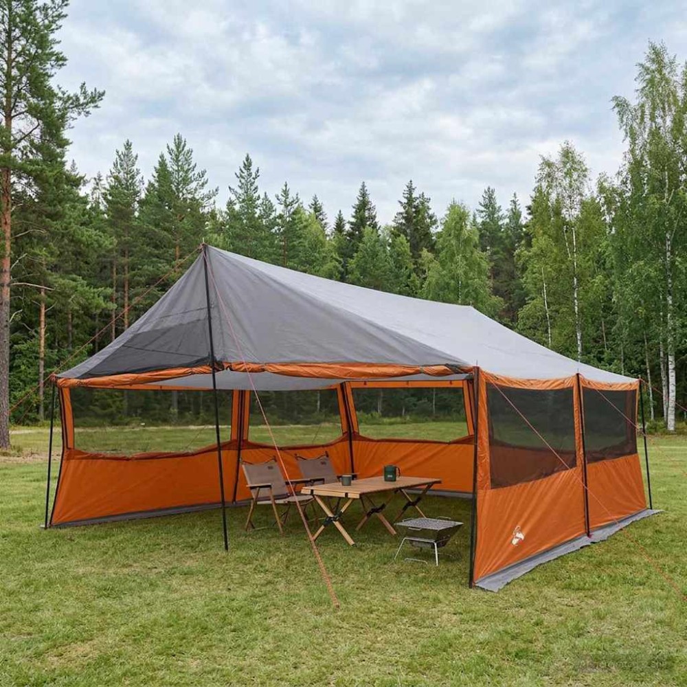 vidaXL Οικογενειακή Σκηνή Γκρι και Πορτοκαλί 600 x 400 x 268 εκ.