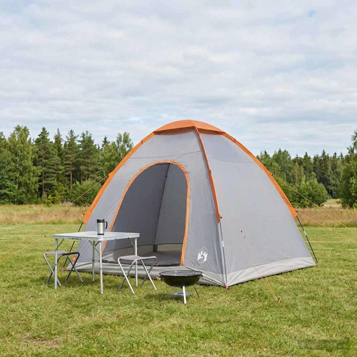 vidaXL Σκηνή Camping με στέγη Γκρι και Πορτοκαλί 190 x 140 x 105 εκ.
