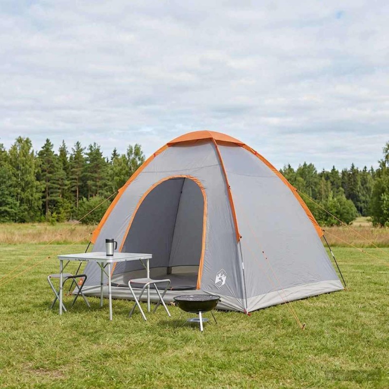 vidaXL Σκηνή Camping με στέγη Γκρι και Πορτοκαλί 190 x 140 x 105 εκ.