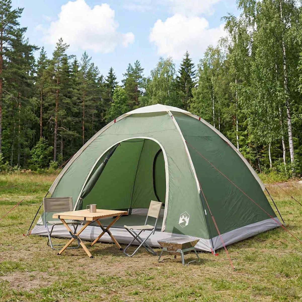 vidaXL Σκηνή Camping με στέγη με αέρα αέρα Πράσινο 275 x 215 x 125 εκ.