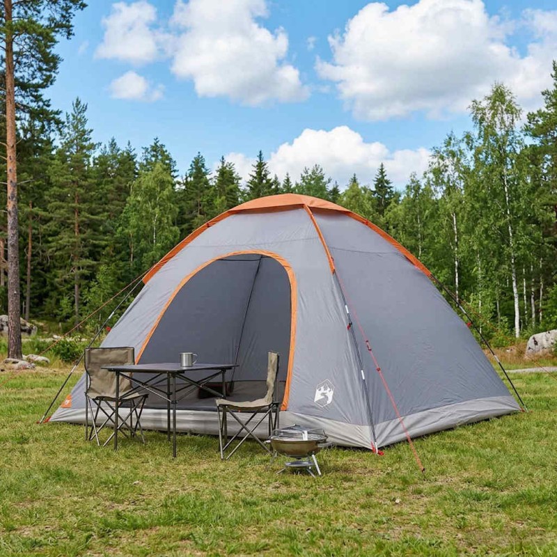 vidaXL Σκηνή Camping με στέγη Γκρι και Πορτοκαλί 335 x 275 x 180 εκ.
