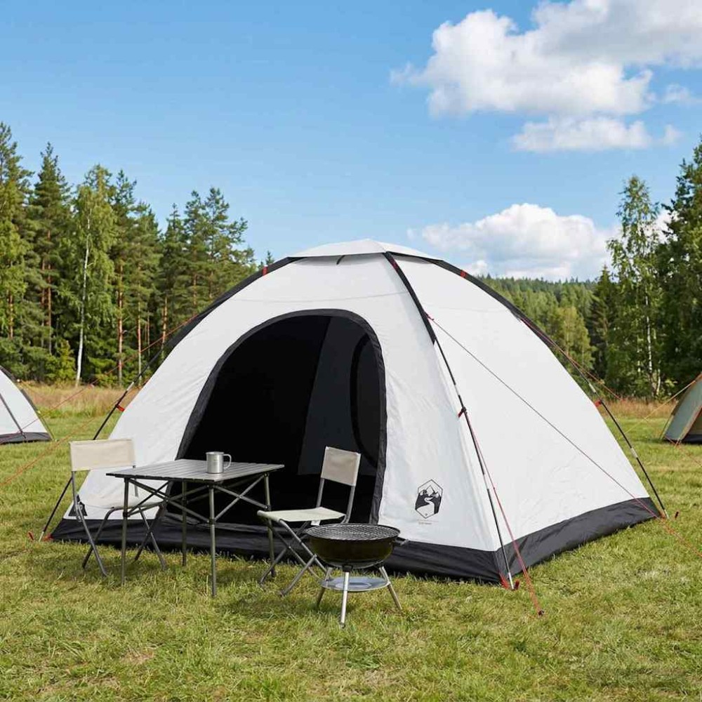 vidaXL Σκηνή Camping με στέγη Λευκό Μαύρο 335 x 275 x 180 εκ.