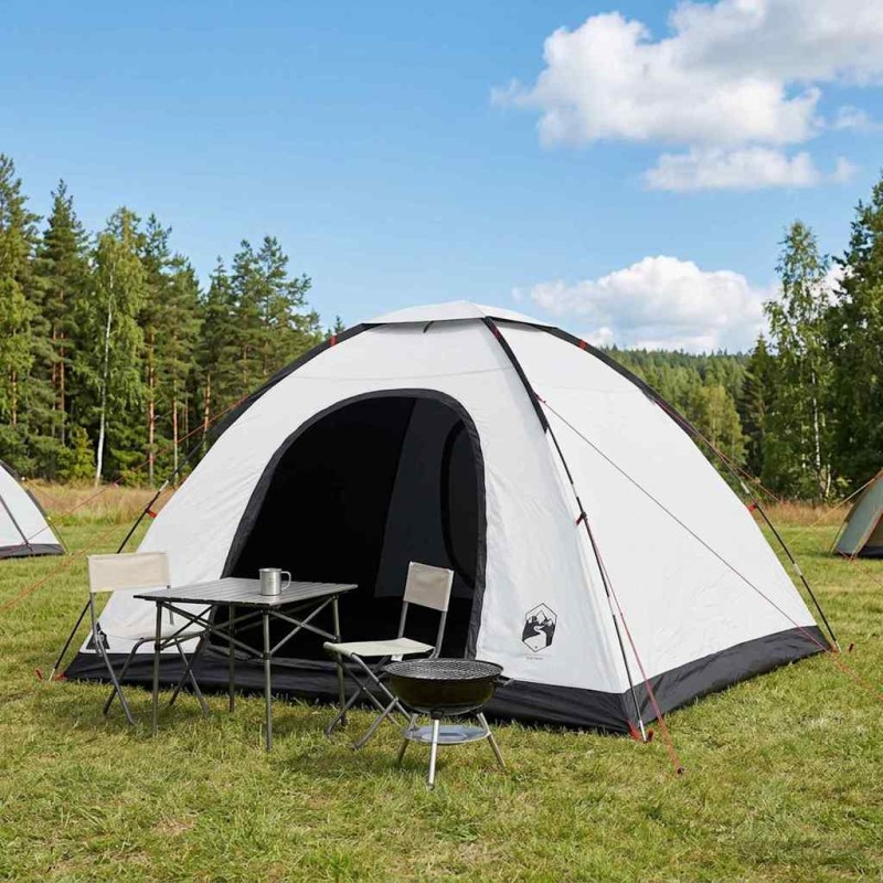 vidaXL Σκηνή Camping με στέγη Λευκό Μαύρο 335 x 275 x 180 εκ.