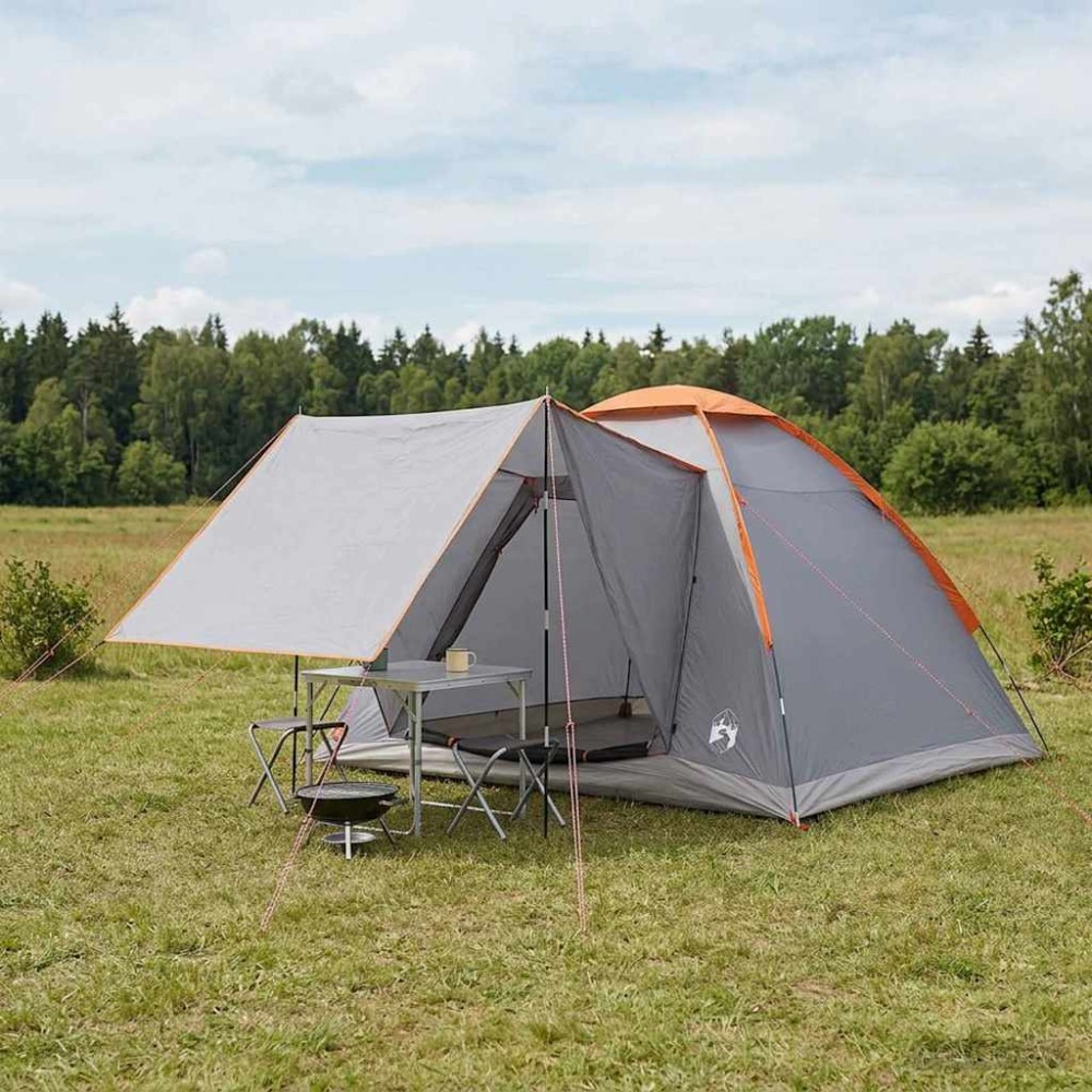 vidaXL Σκηνή Camping με στέγη με αέρα αέρα Γκρι και Πορτοκαλί 4 ατόμων