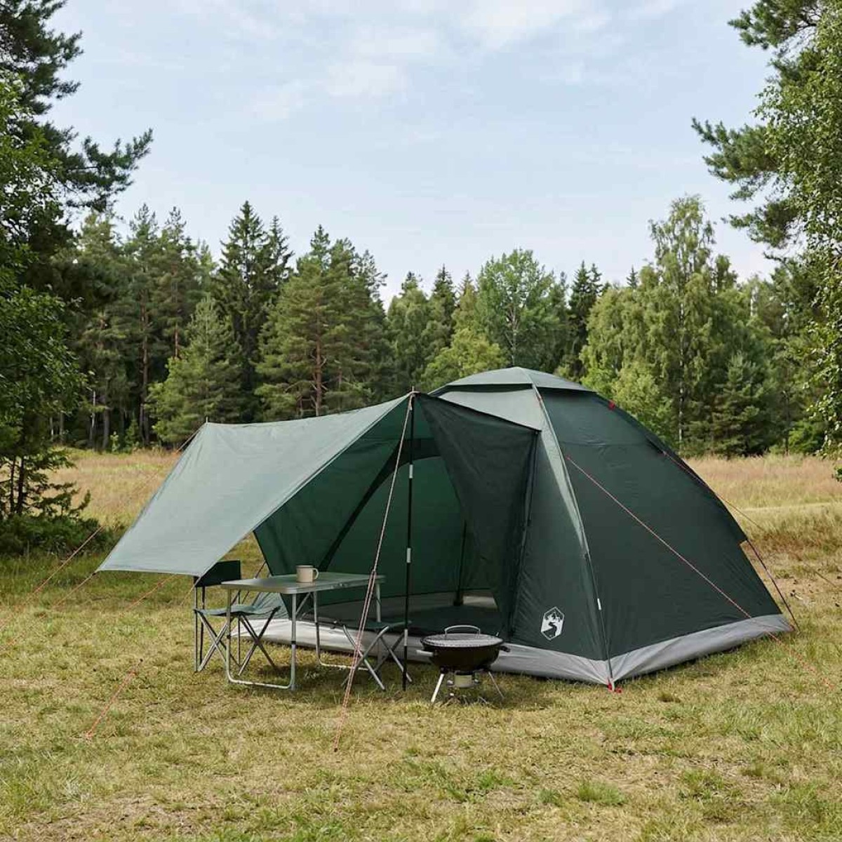 vidaXL Σκηνή Camping με στέγη Στρατιωτικό Πράσινο 275 x 215 x 125 εκ.