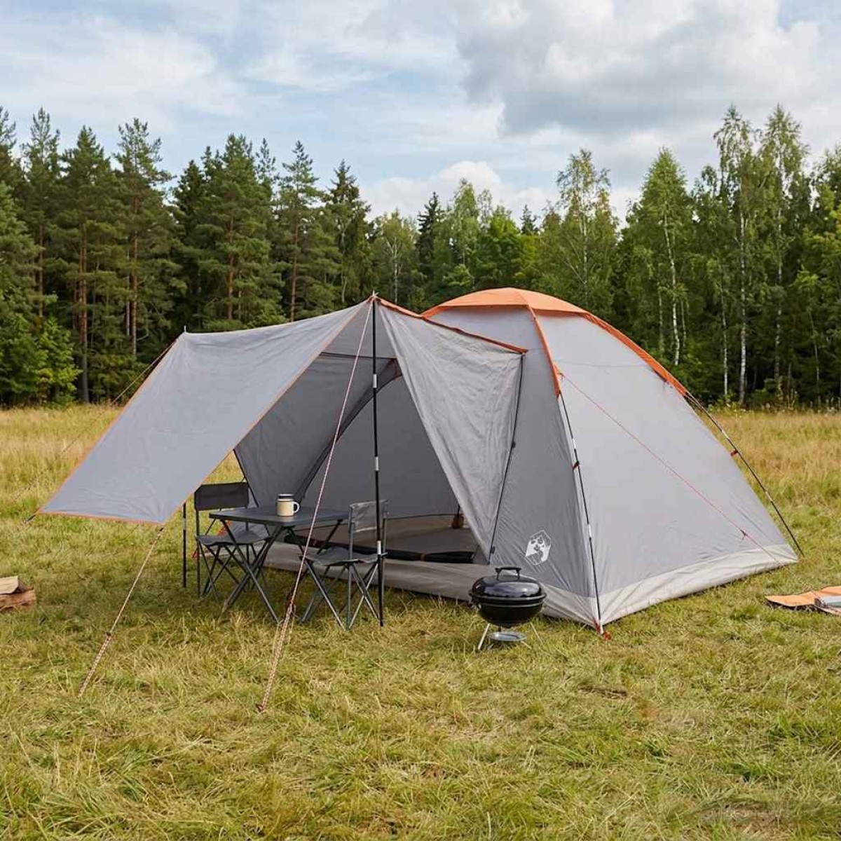 vidaXL Σκηνή Camping με στέγη με αέρα αέρα Γκρι και Πορτοκαλί 6 ατόμων