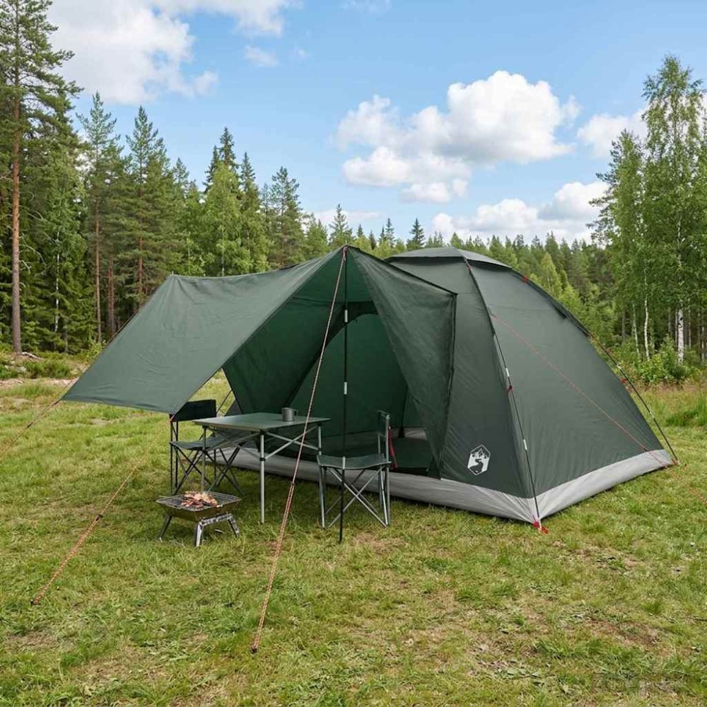 vidaXL Σκηνή Camping με στέγη Στρατιωτικό Πράσινο 335 x 275 x 180 εκ.
