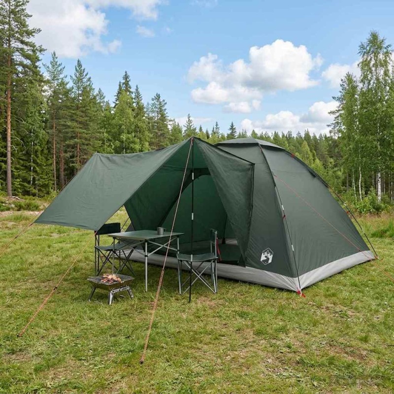 vidaXL Σκηνή Camping με στέγη Στρατιωτικό Πράσινο 335 x 275 x 180 εκ.