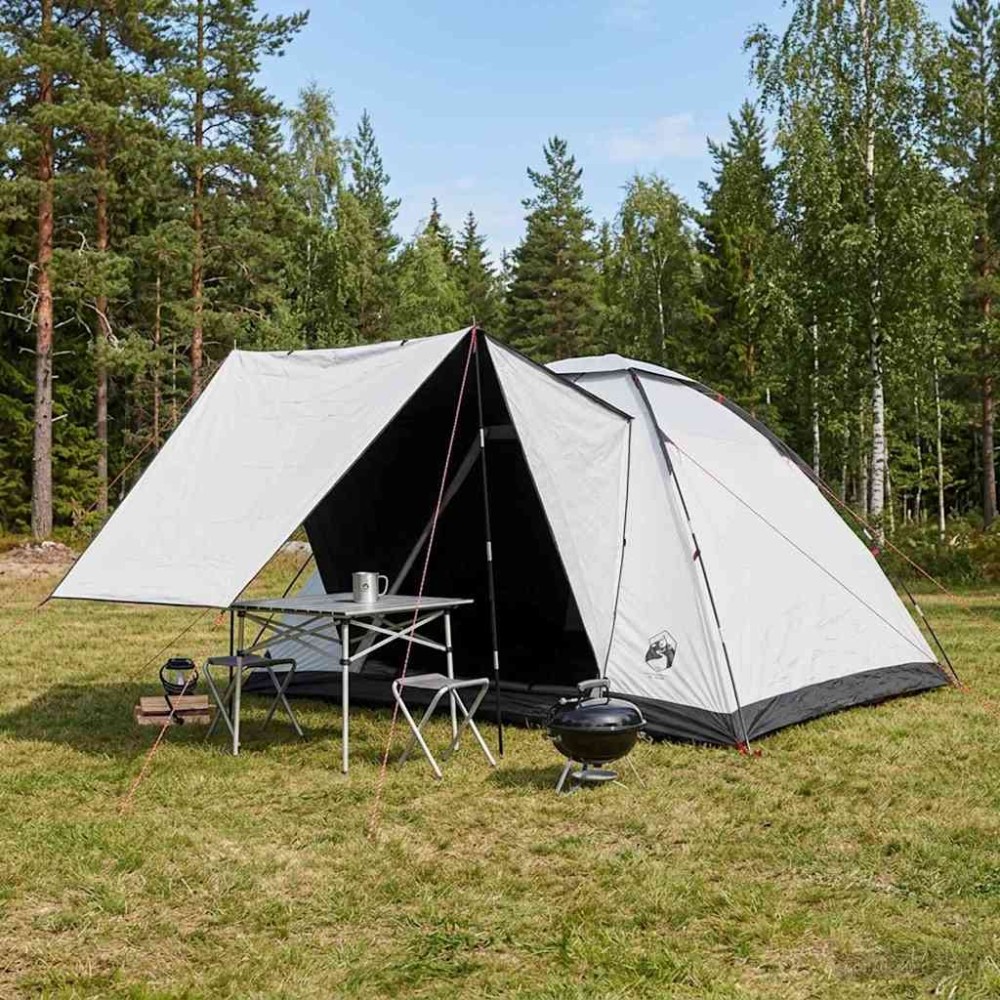 vidaXL Σκηνή Camping με στέγη Λευκό Μαύρο 335 x 275 x 180 εκ.