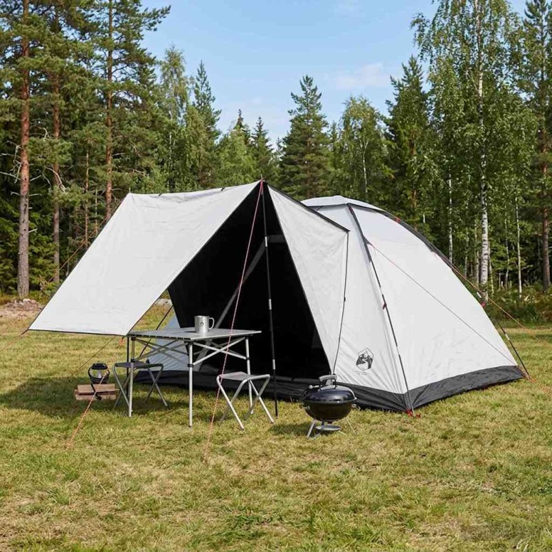 vidaXL Σκηνή Camping με στέγη Λευκό Μαύρο 335 x 275 x 180 εκ.