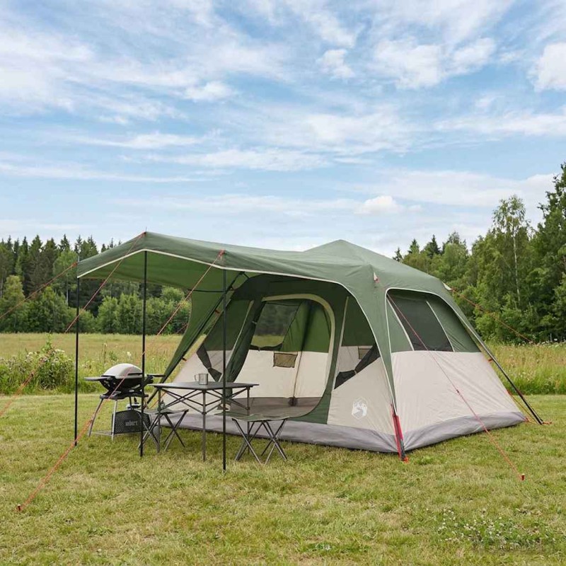 vidaXL Οικογενειακή Σκηνή με στέγη Πράσινο 305 x 275 x 190 εκ