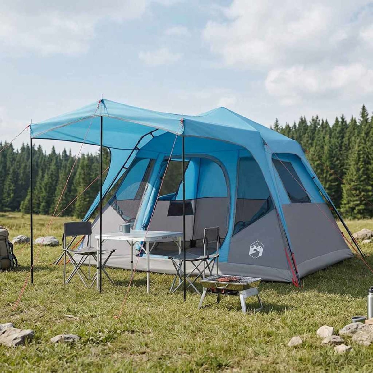 vidaXL Οικογενειακή Σκηνή με στέγη Μπλε 305 x 275 x 190 εκ