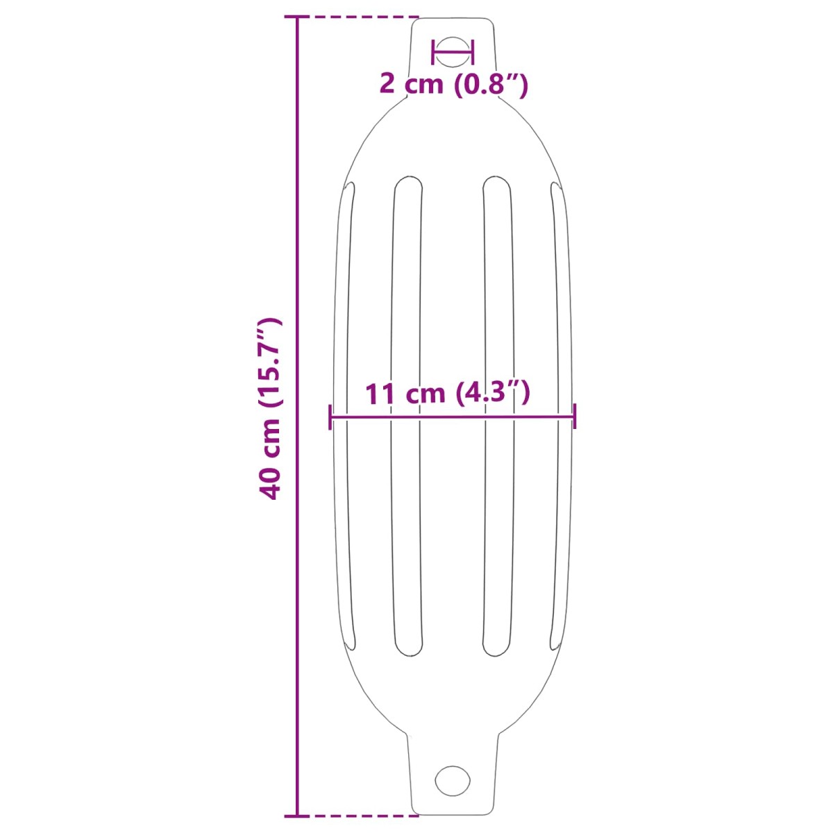 vidaXL Φτερά Σκαφών 2 τμχ. Ø 11 x 40 εκ Μαύρο PVC