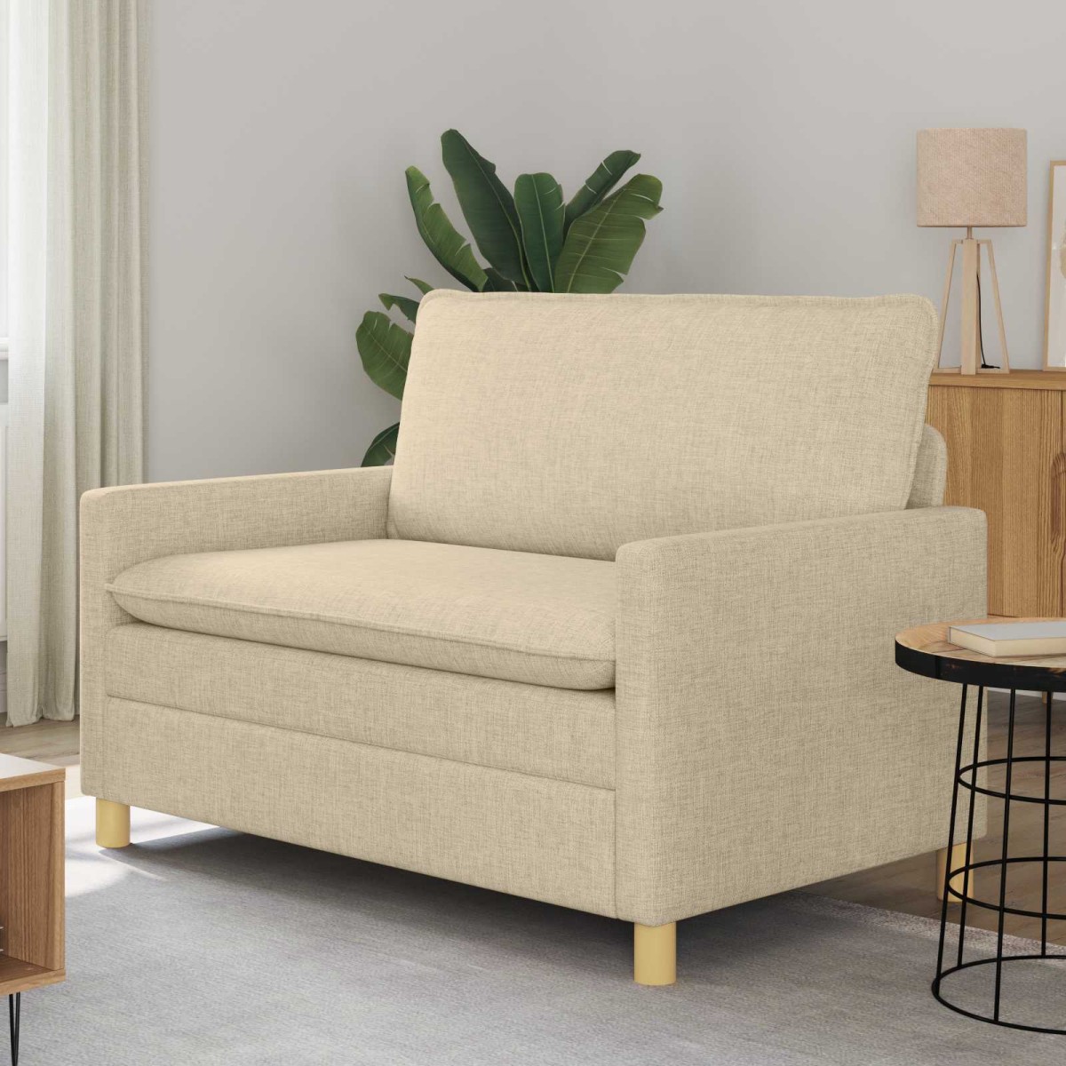 vidaXL Καναπές Κρεμ 126 x 81 x 87,5 εκ Ύφασμα