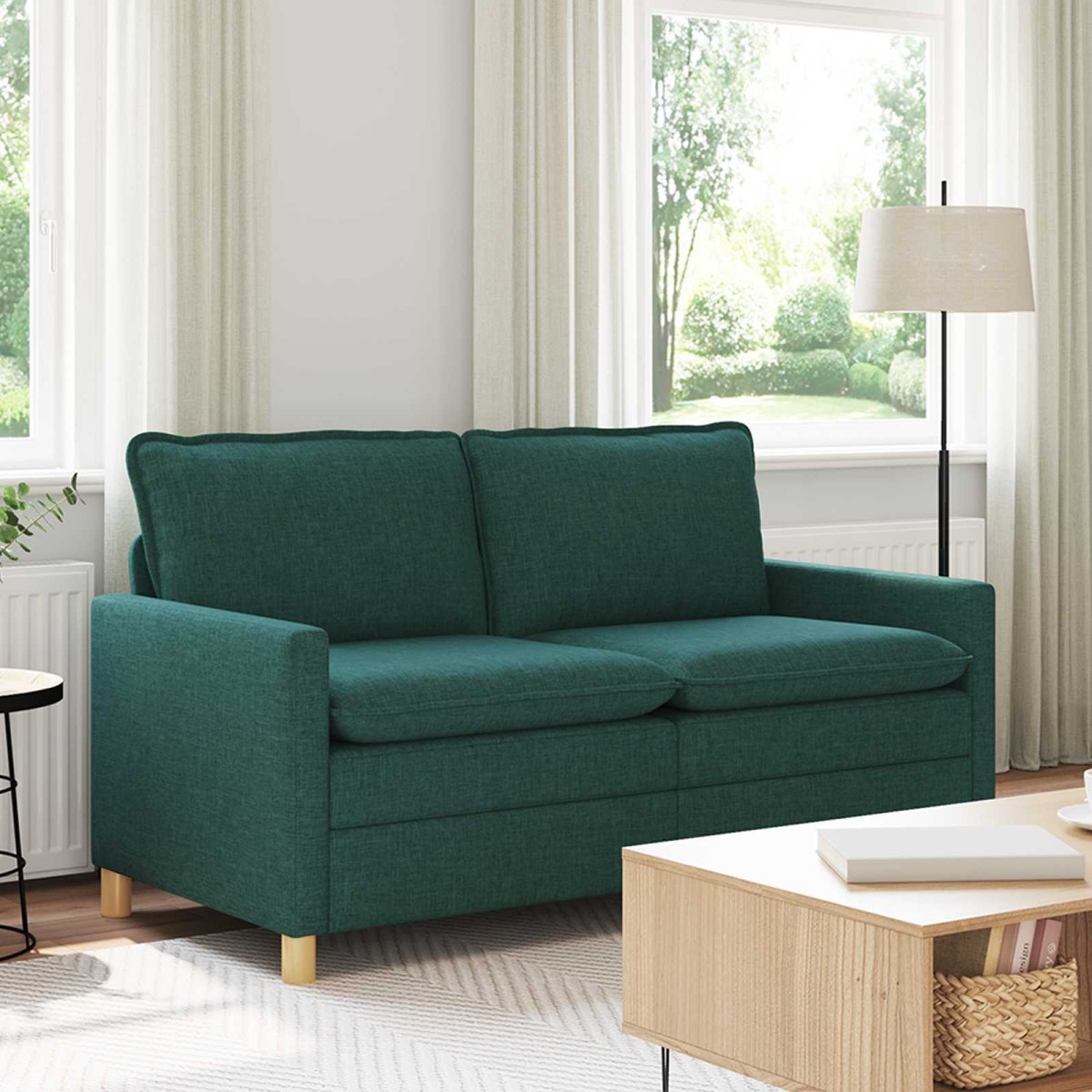 vidaXL Καναπές Σκούρο Πράσινο 156 x 81 x 87,5 εκ Ύφασμα