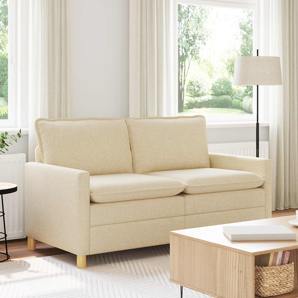 vidaXL Καναπές Κρεμ 156 x 81 x 87,5 εκ Ύφασμα