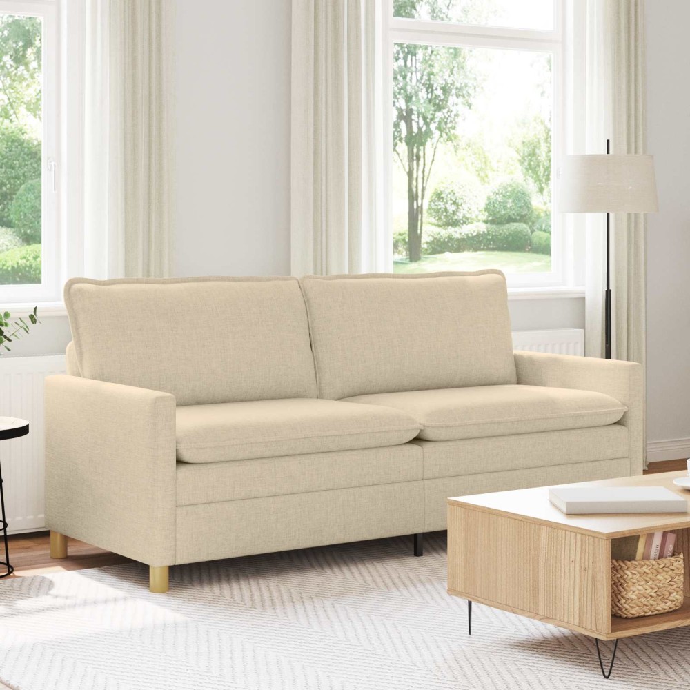 vidaXL Καναπές Κρεμ 196 x 81 x 87,5 εκ. Ύφασμα