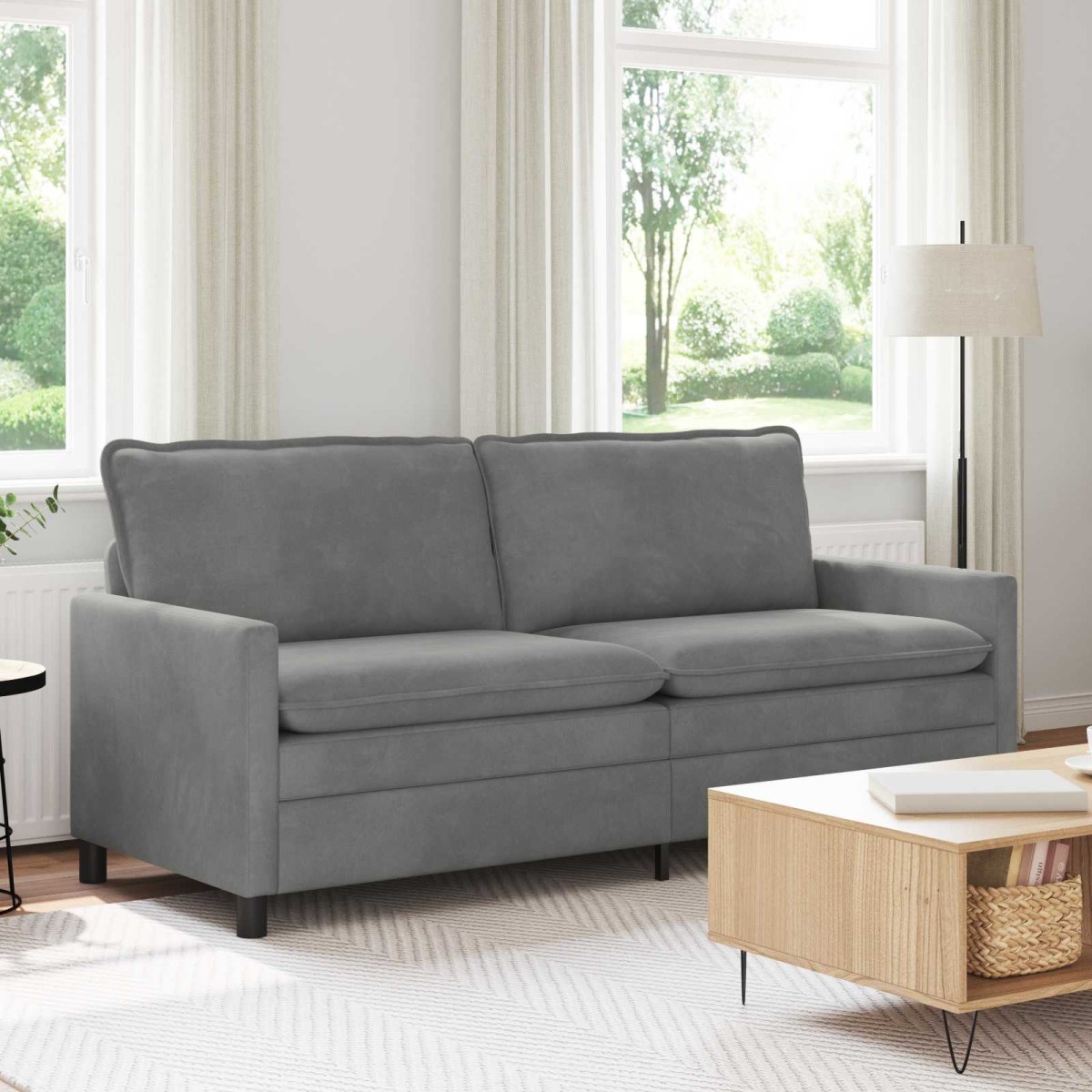 vidaXL Καναπές Σκούρο Γκρι 196 x 81 x 87,5 εκ. Βελούδο