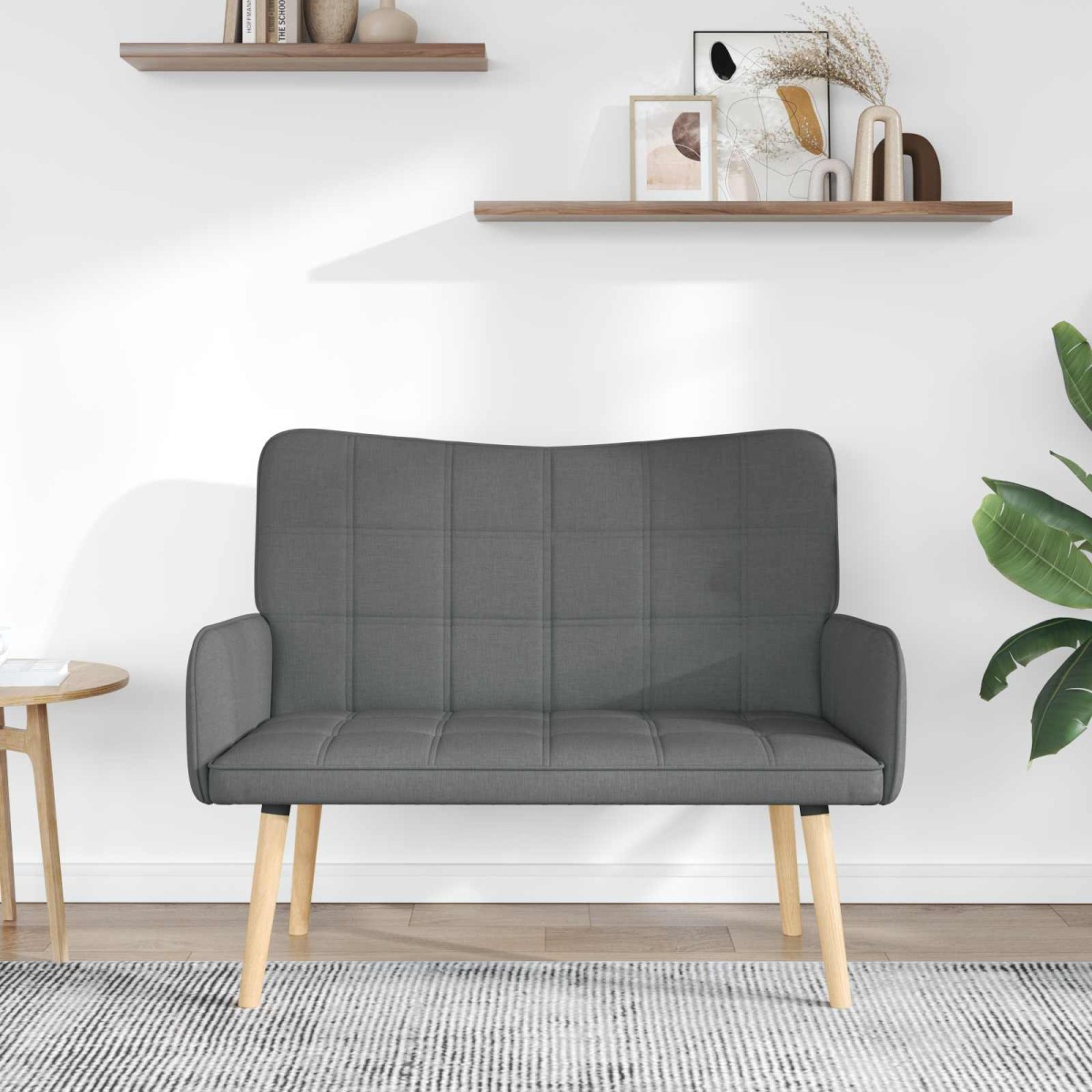 vidaXL Καναπές 2 ατόμων Σκούρο Γκρι 115 x 61 x 87 εκ. Ύφασμα