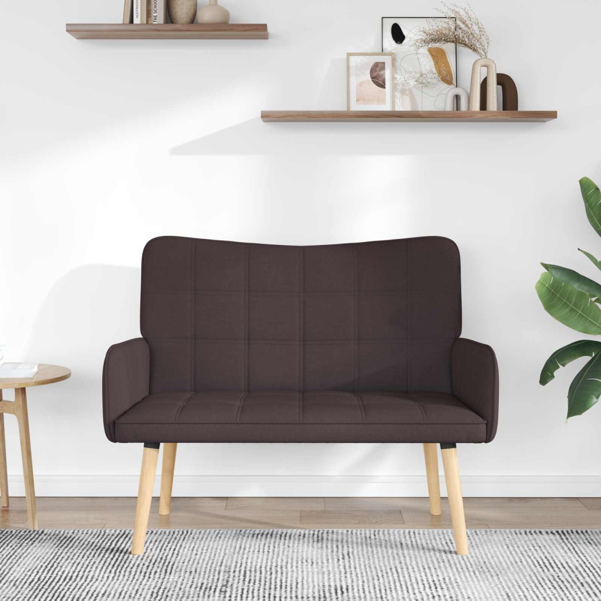 vidaXL Καναπές 2 ατόμων Σκούρο Καφέ 115 x 61 x 87 εκ. Ύφασμα
