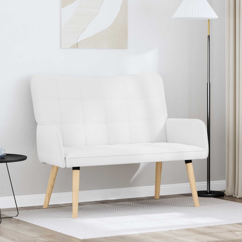 vidaXL Καναπές 2 ατόμων Λευκό 115 x 61 x 87 εκ. Ύφασμα