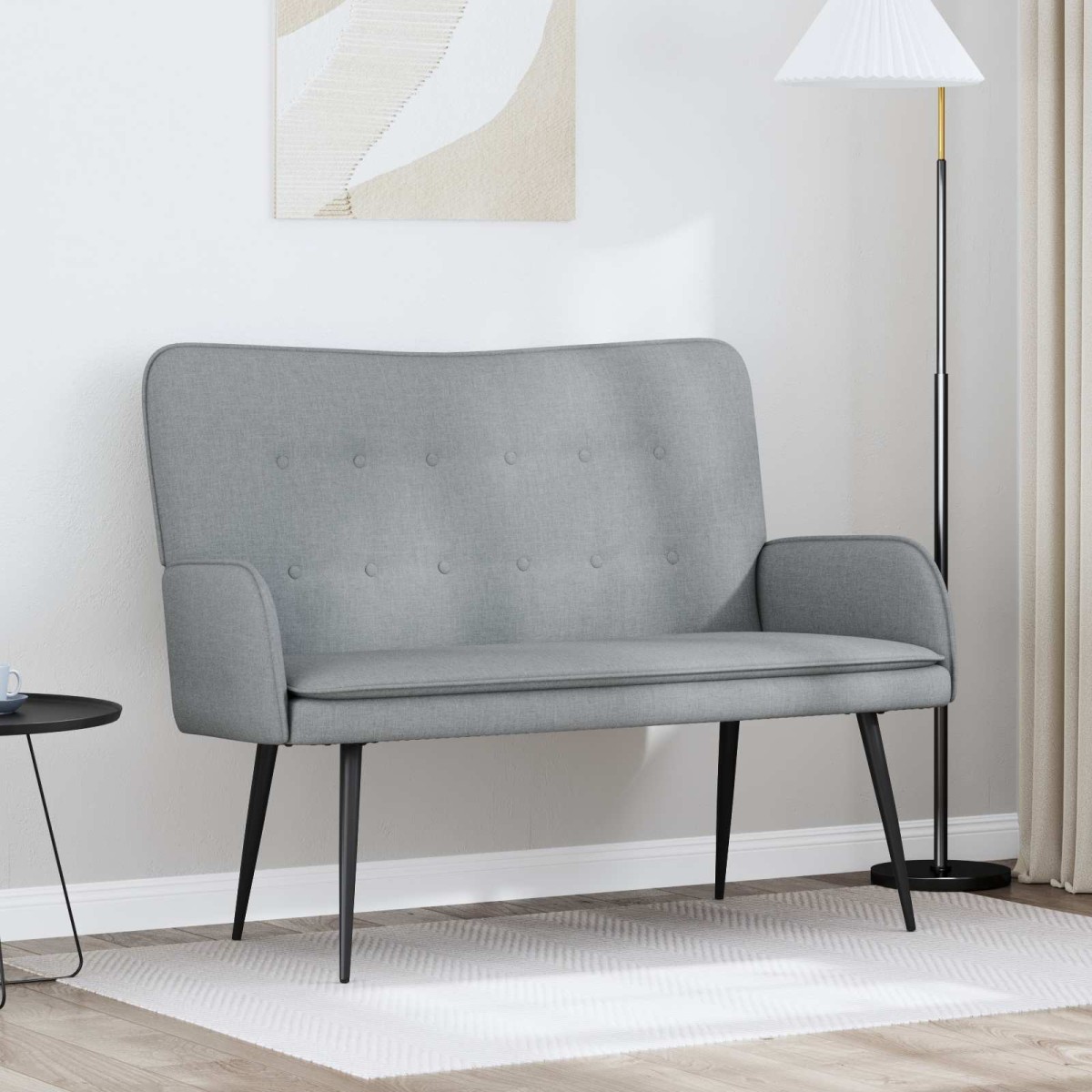 vidaXL Καναπές 2 ατόμων Ανοιχτό γκρι 115 x 61 x 87 εκ. Ύφασμα
