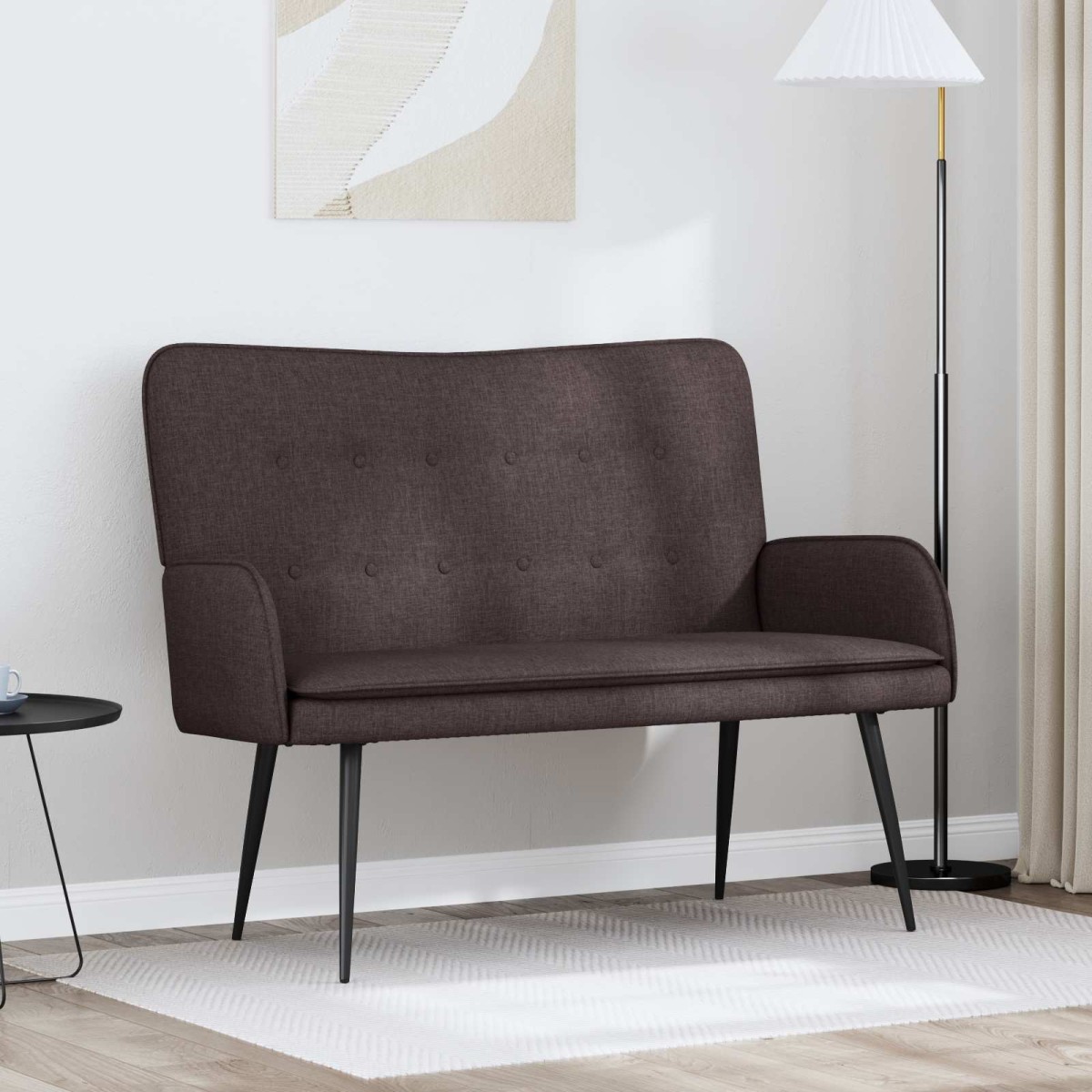vidaXL Καναπές 2 ατόμων Σκούρο Καφέ 115 x 61 x 87 εκ. Ύφασμα