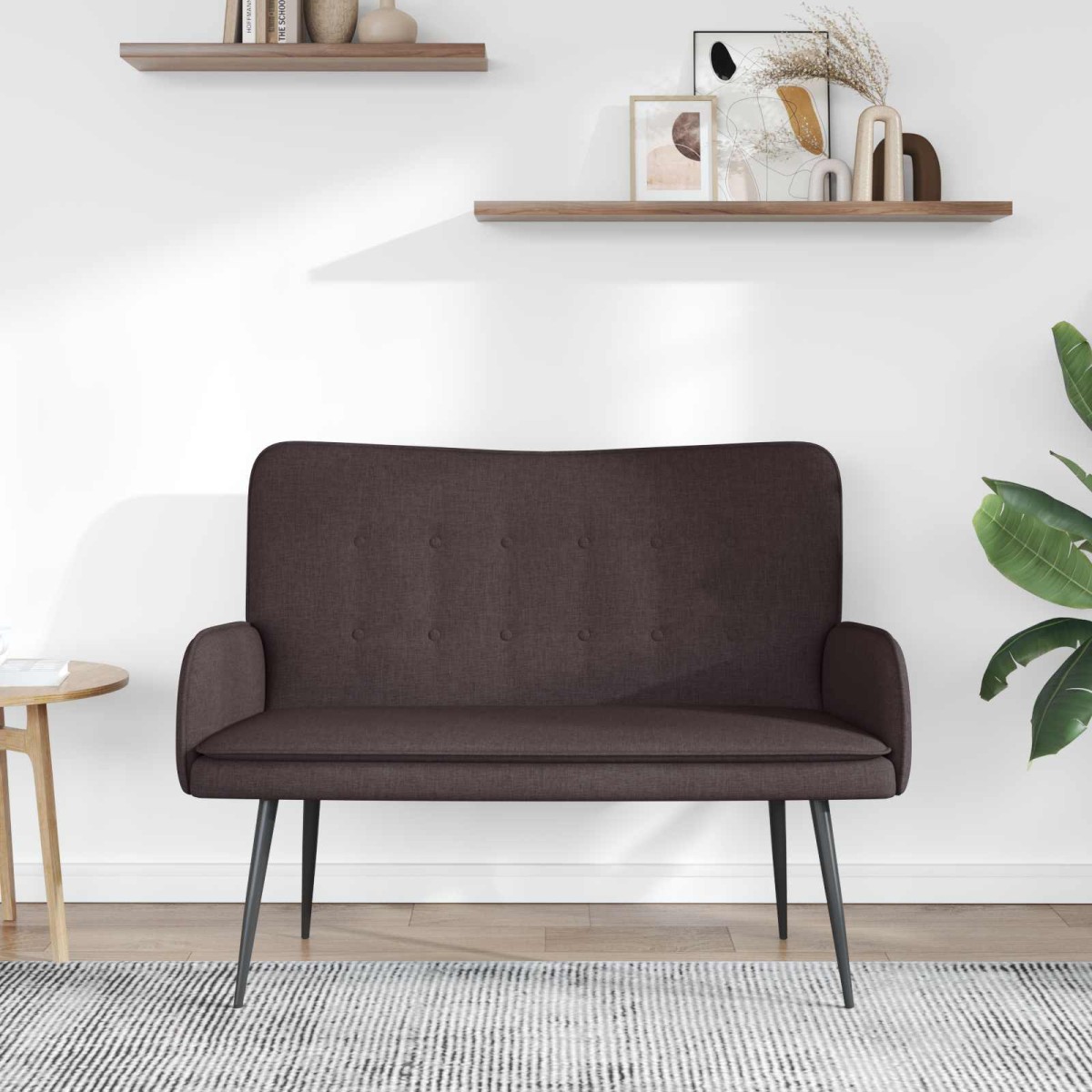vidaXL Καναπές 2 ατόμων Σκούρο Καφέ 115 x 61 x 87 εκ. Ύφασμα