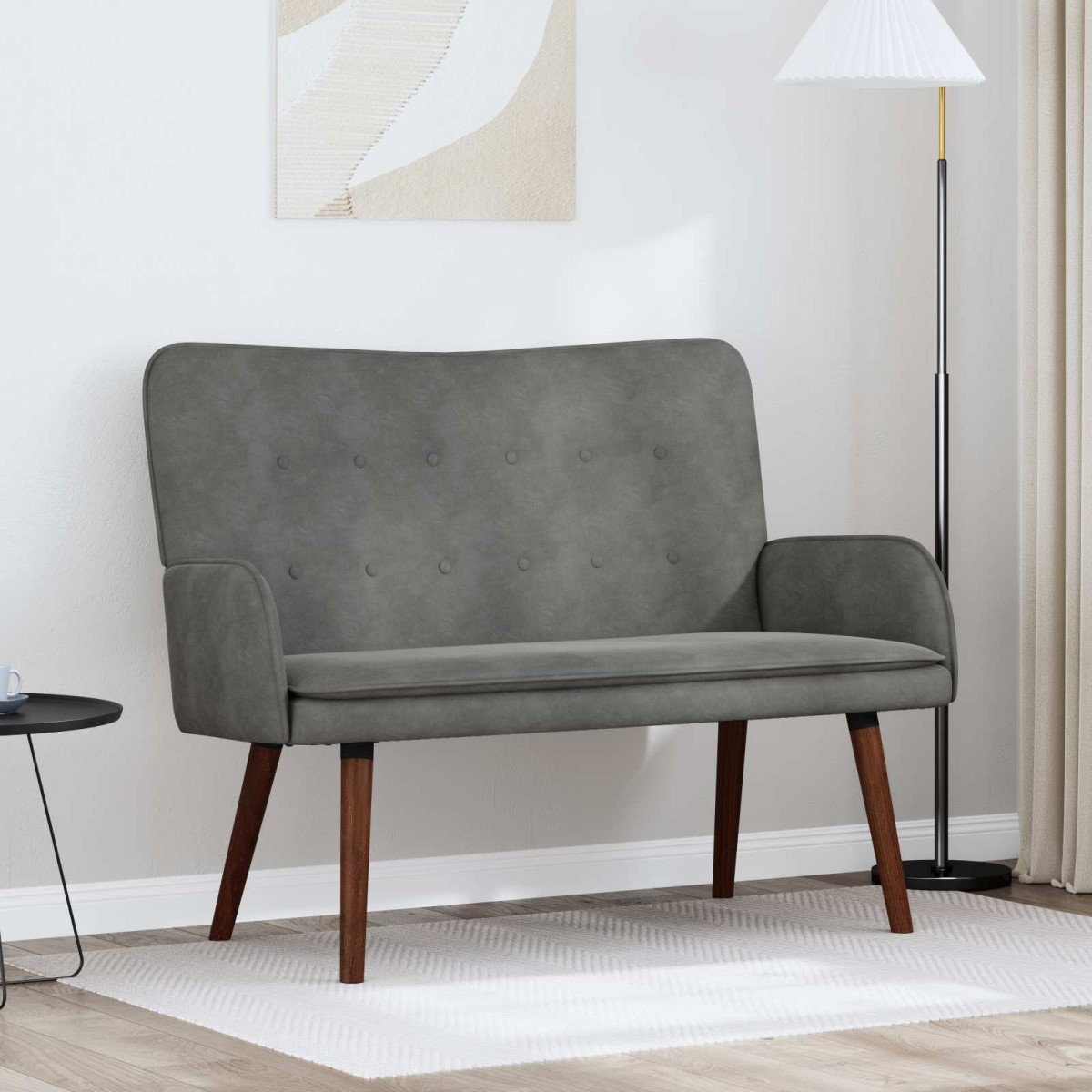 vidaXL Καναπές 2 ατόμων Σκούρο Γκρι 115 x 61 x 87 εκ. Βελούδο