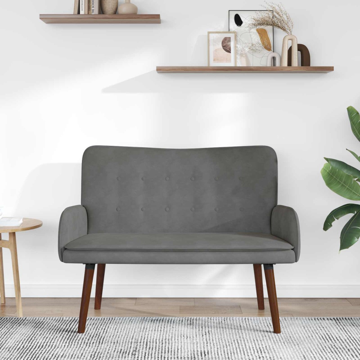vidaXL Καναπές 2 ατόμων Σκούρο Γκρι 115 x 61 x 87 εκ. Βελούδο