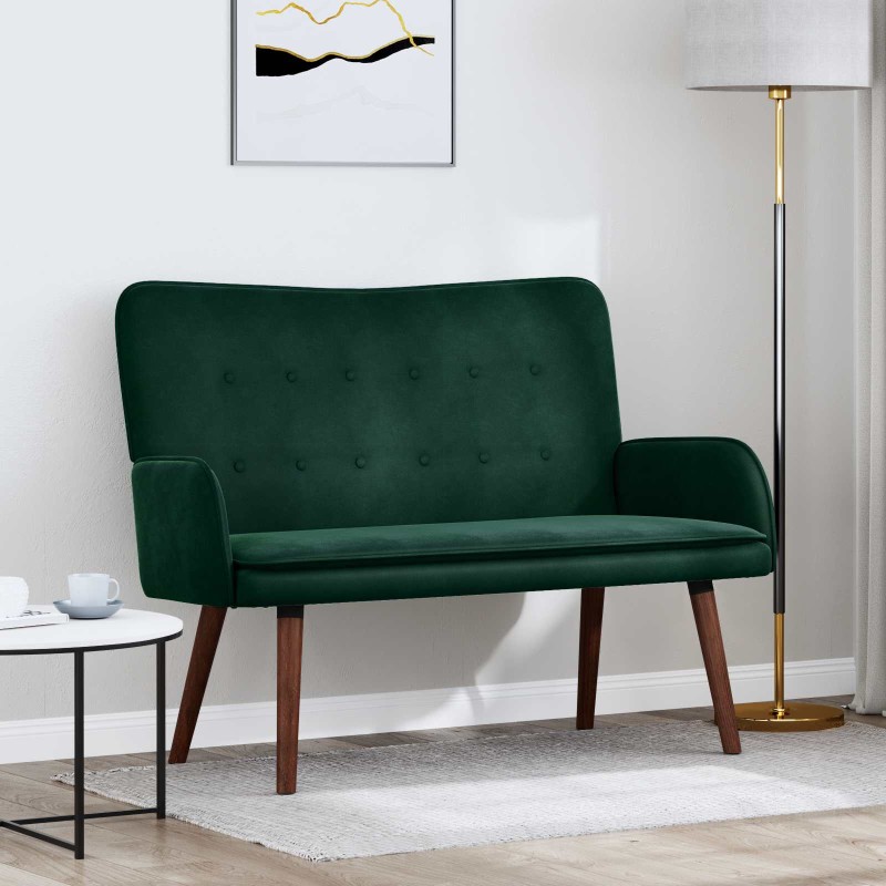 vidaXL Καναπές 2 ατόμων Σκούρο Πράσινο 115 x 61 x 87 εκ. Βελούδο