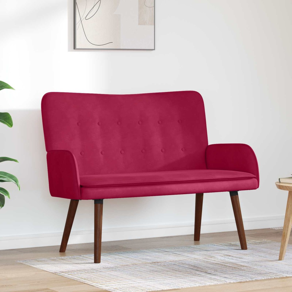 vidaXL Καναπές 2 ατόμων Κόκκινο 115 x 61 x 87 εκ. Βελούδο