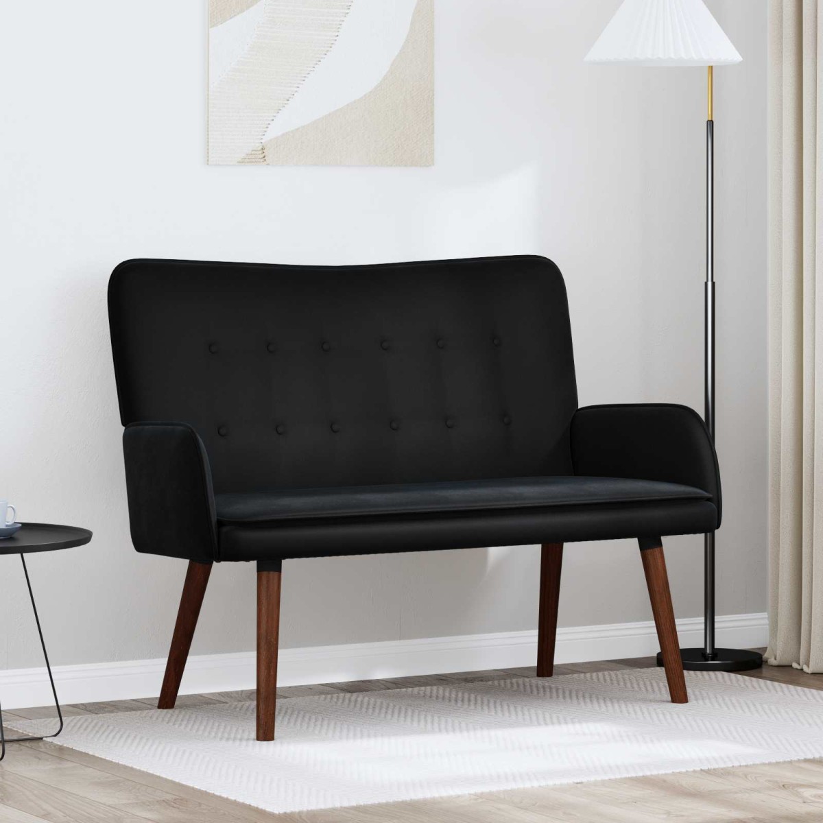 vidaXL Καναπές 2 ατόμων Μαύρο 115 x 61 x 87 εκ. Βελούδο