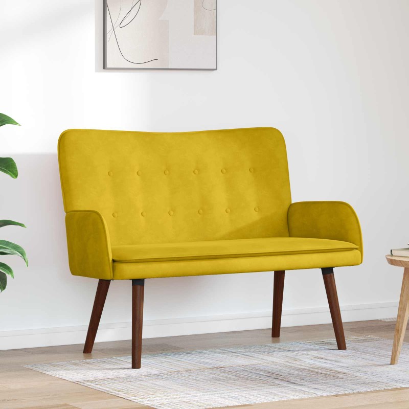 vidaXL Καναπές 2 ατόμων Κίτρινο 115 x 61 x 87 εκ. Βελούδο