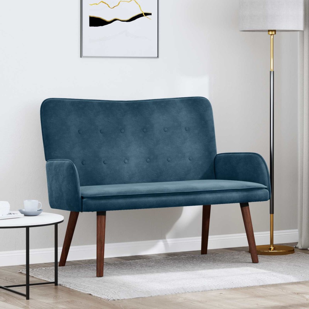vidaXL Καναπές 2 ατόμων Μπλε 115 x 61 x 87 εκ. Βελούδο