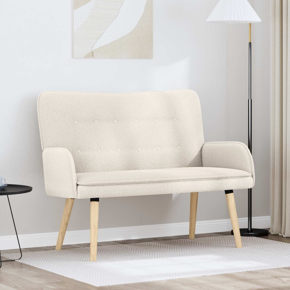 vidaXL Καναπές 2 ατόμων Κρεμ 115 x 61 x 87 εκ. Μπουκλέ