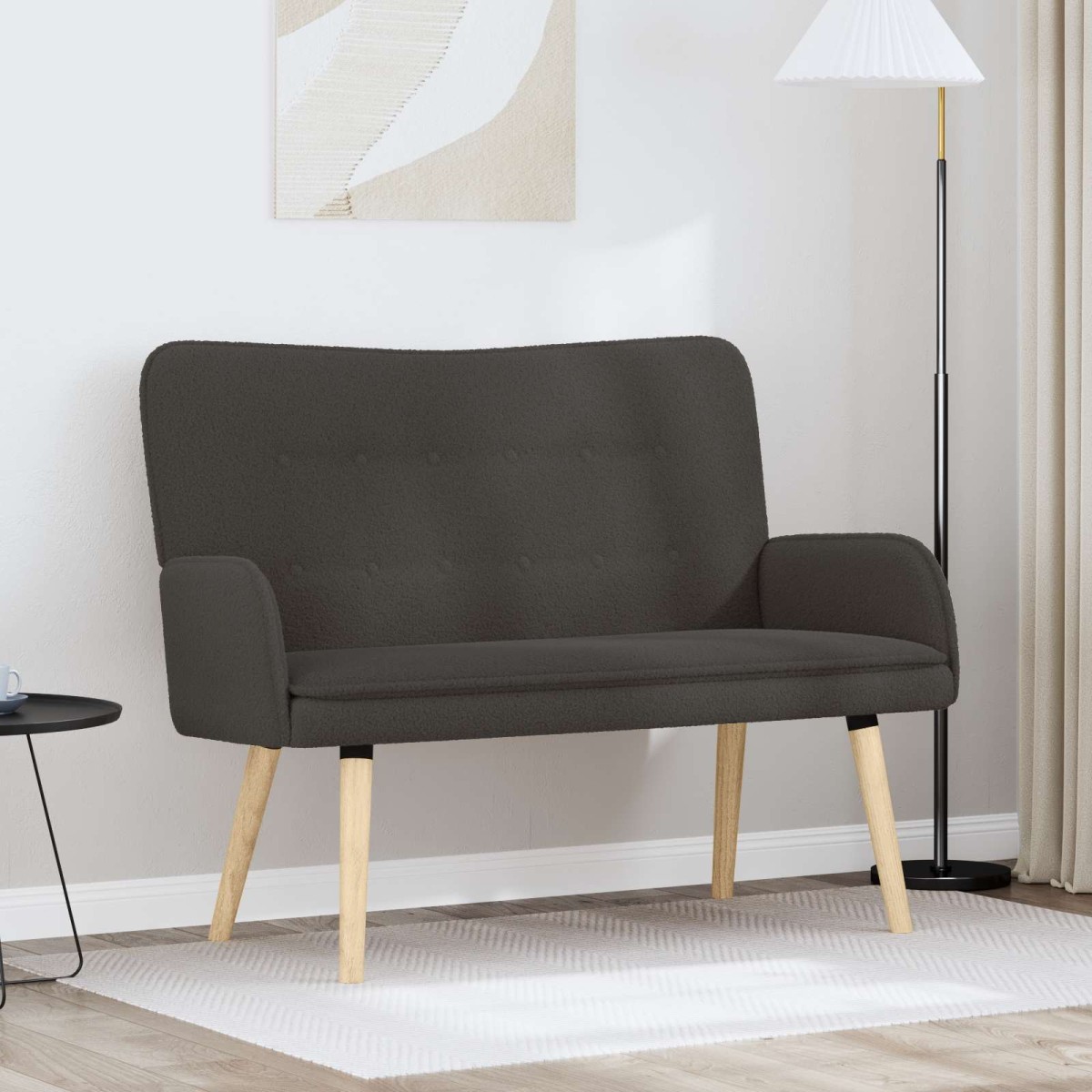 vidaXL Καναπές 2 ατόμων Σκούρο Γκρι 115 x 61 x 87 εκ. Μπουκλέ