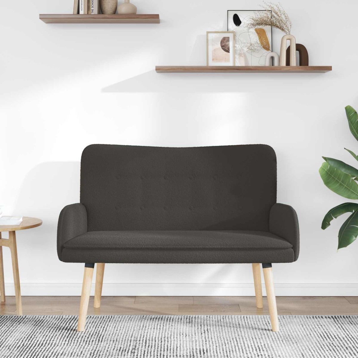 vidaXL Καναπές 2 ατόμων Σκούρο Γκρι 115 x 61 x 87 εκ. Μπουκλέ