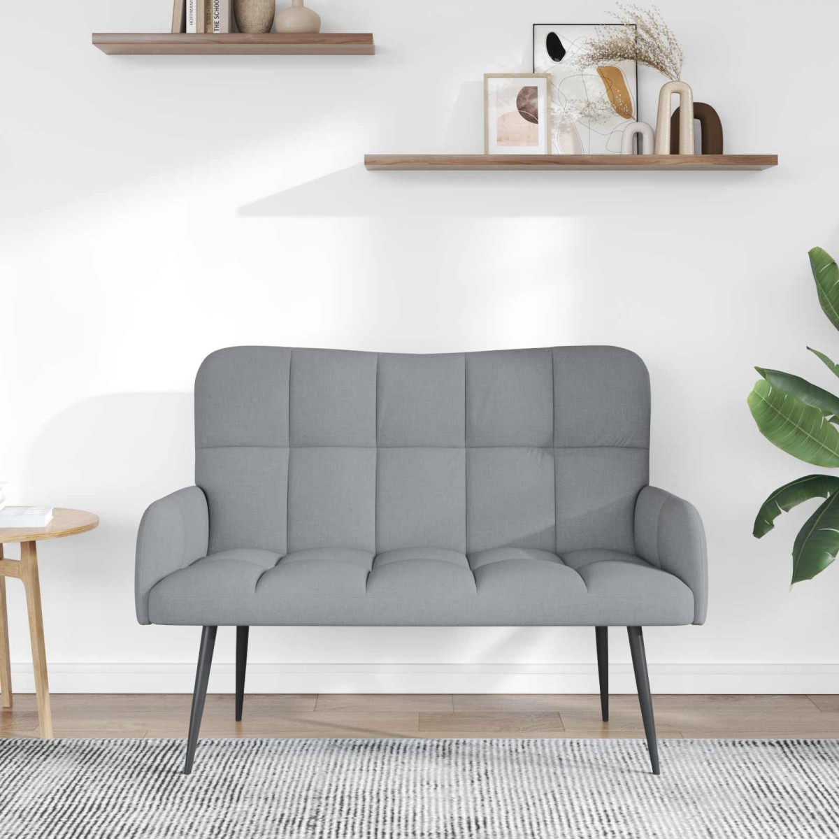 vidaXL Καναπές 2 ατόμων Ανοιχτό γκρι 115 x 61 x 87 εκ. Ύφασμα