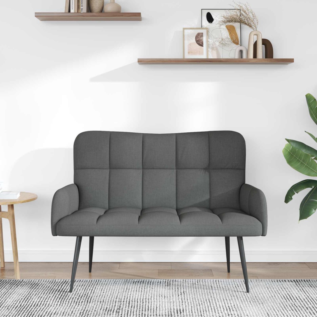 vidaXL Καναπές 2 ατόμων Σκούρο Γκρι 115 x 61 x 87 εκ. Ύφασμα